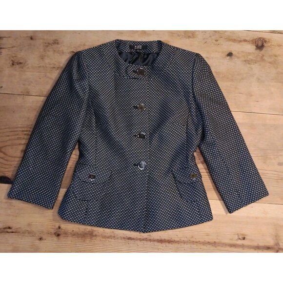 Alex Marie Jackets & Blazers - Alex Marie Blazer Jacket Womens 4 Black Tweed Cropped Lined Office Button Front